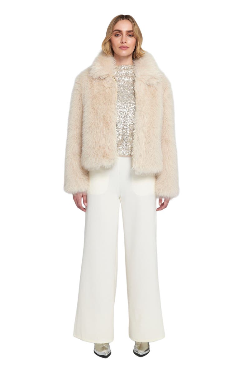 ELLE Collection Fluffy Jacket Teddy Coat, Main, color, Winter White