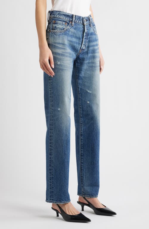 Moussy Vintage Aquebogue High Waist Ankle Straight Leg Jeans In Blue