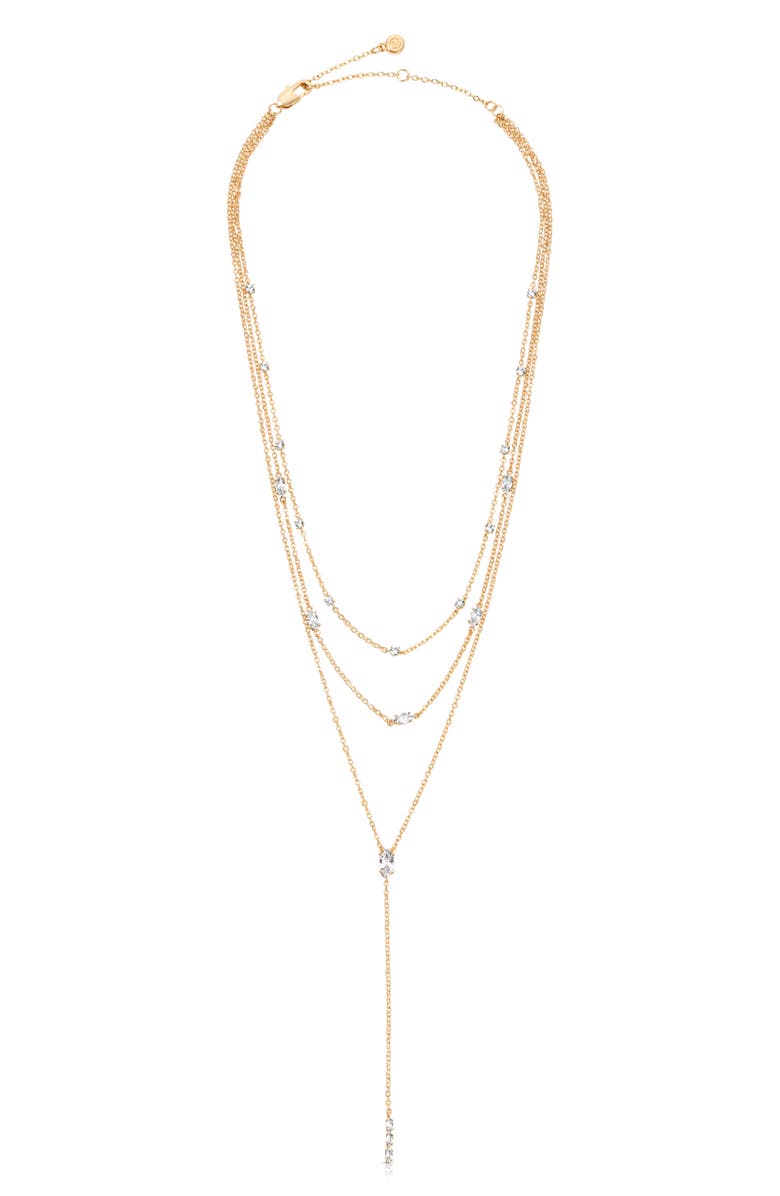 Ettika Dainty Marquise Double Layered Y-Necklace, Alternate, color, Gold