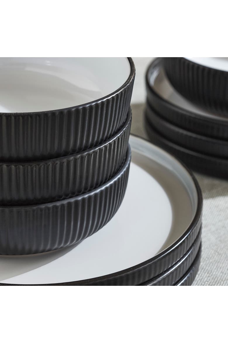 Laro Stoneware 12-Piece Dinnerware Set, Alternate, color, Black