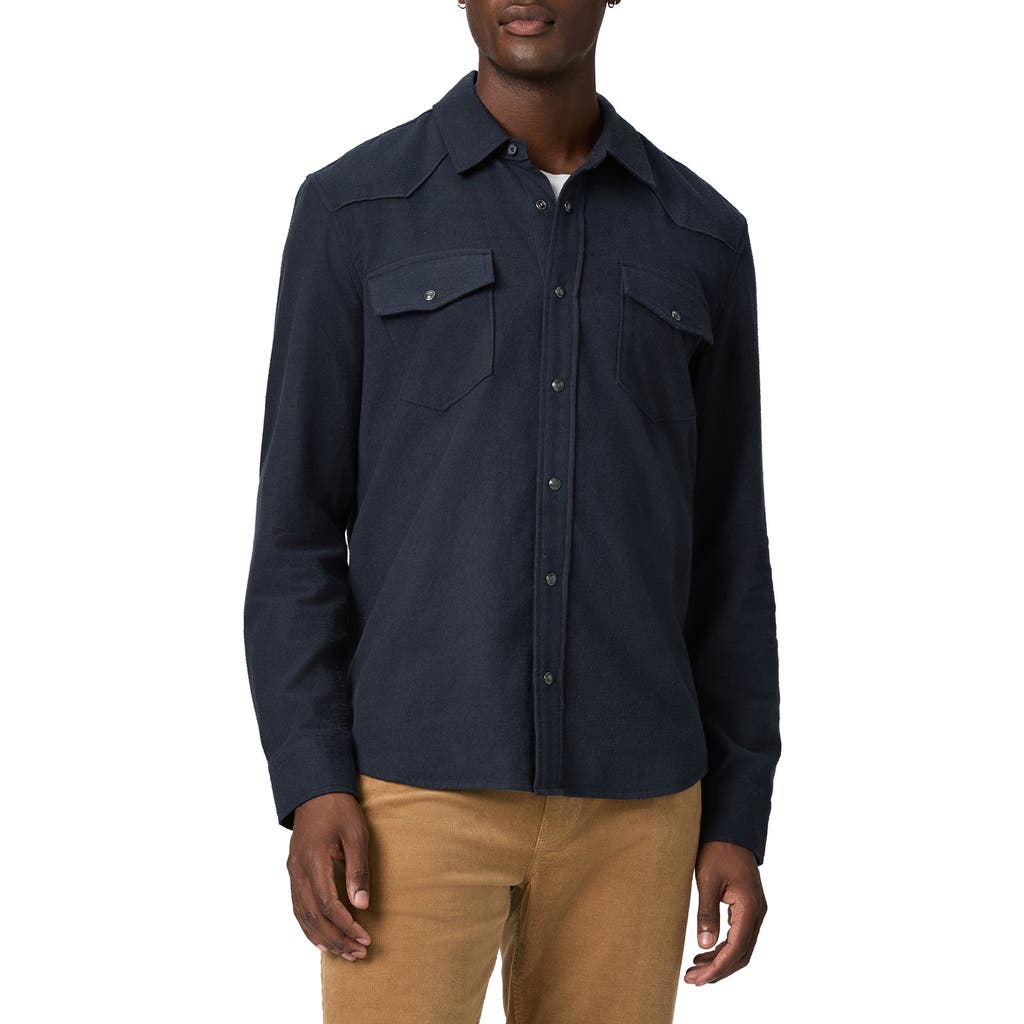 Paige Chenoga Cotton Snap-up Shirt In Blue