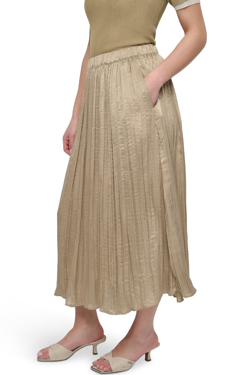 DKNY Crushed Pleated Midi Skirt, Alternate, color, Pale Moss