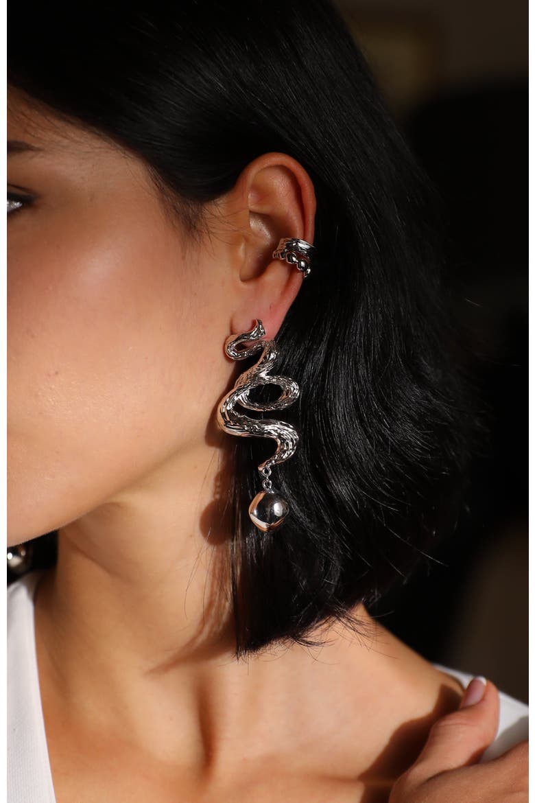Wave Earrings, Alternate, color, Silver