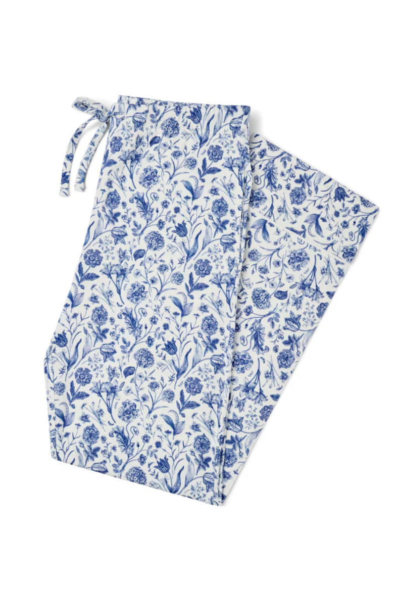 Women's Short Sleeve and Long Pants Pajama Set, Alternate, color, Porcelain Vine