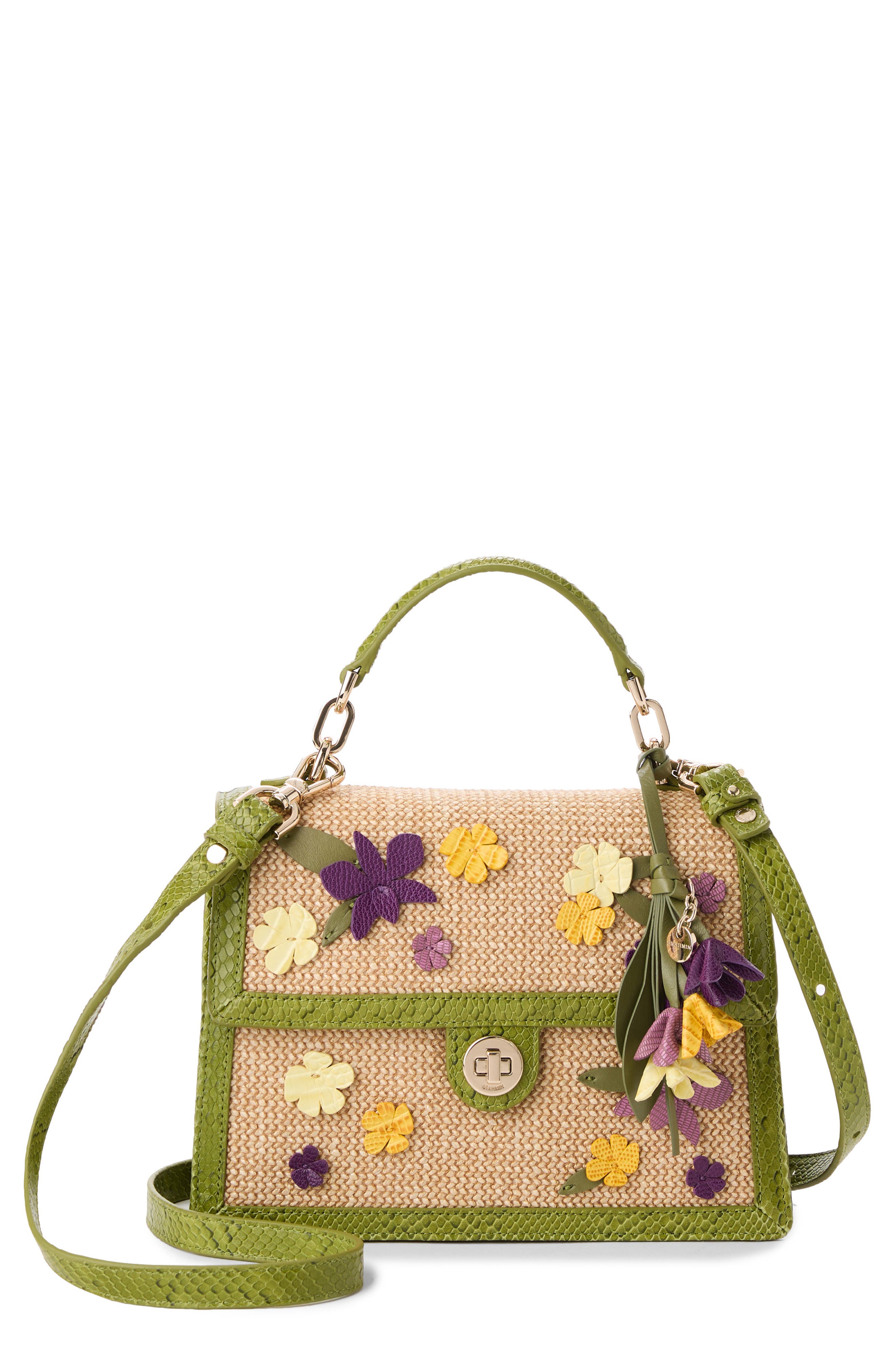 Brahmin Small Hallie Top Handle Bag, Main, color, Green Multi