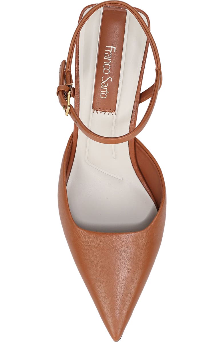 Franco Sarto Cherie Ankle Strap Pointed Cap Toe Wedge Pump, Alternate, color, Cognac
