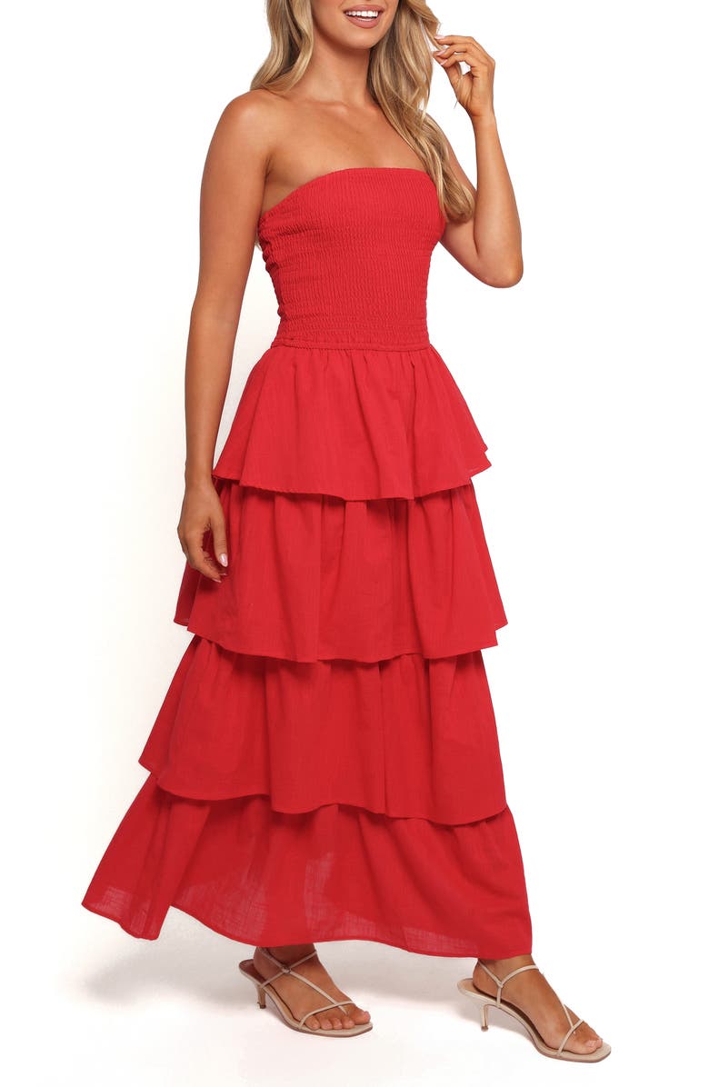 Petal & Pup Arcadia Strapless Maxi Sundress, Alternate, color, Red