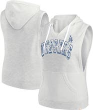 FANATICS Women's Fanatics Ash Los Angeles Dodgers Lounge Script Sleeveless Pullover Hoodie
