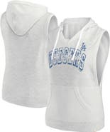 FANATICS Women's Fanatics Ash Los Angeles Dodgers Lounge Script Sleeveless Pullover Hoodie