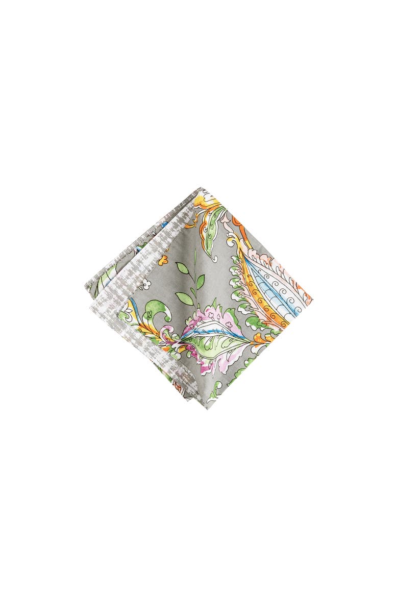 Frey Reversible Colorful Paisley Cloth Napkin Set of 6, Main, color, Grey