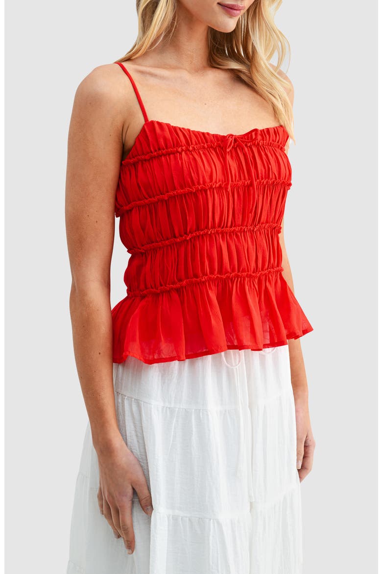 Sleeveless Peplum Top, Alternate, color, RED