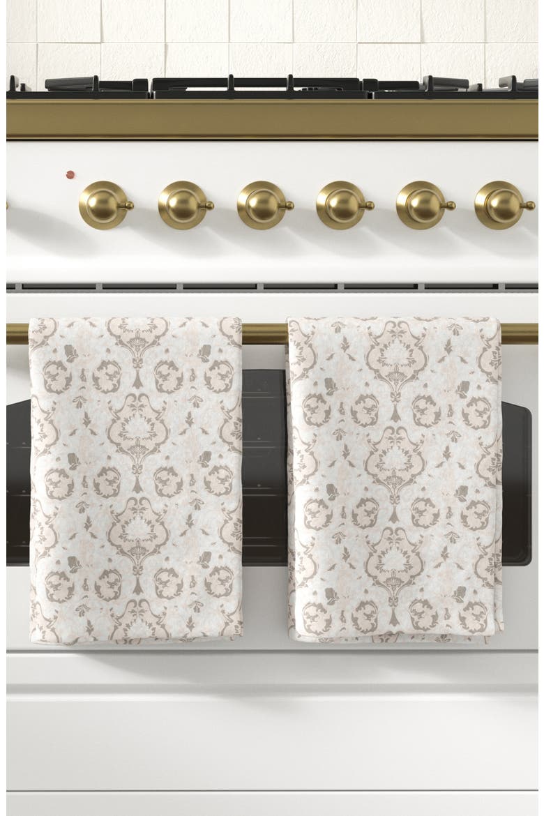 6-Pack Cotton Kitchen Towels, Alternate, color, TAUPE/ PINK DAMASK PRINT