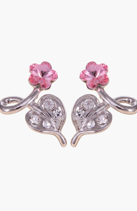 Flower Crystal Drop Earrings