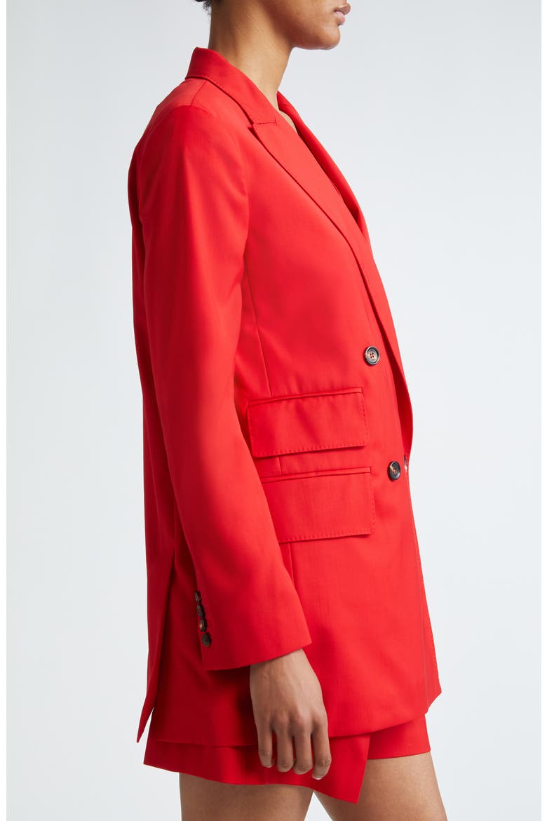 Nebbie Double Breasted Virgin Wool Blazer, Alternate, color, RED