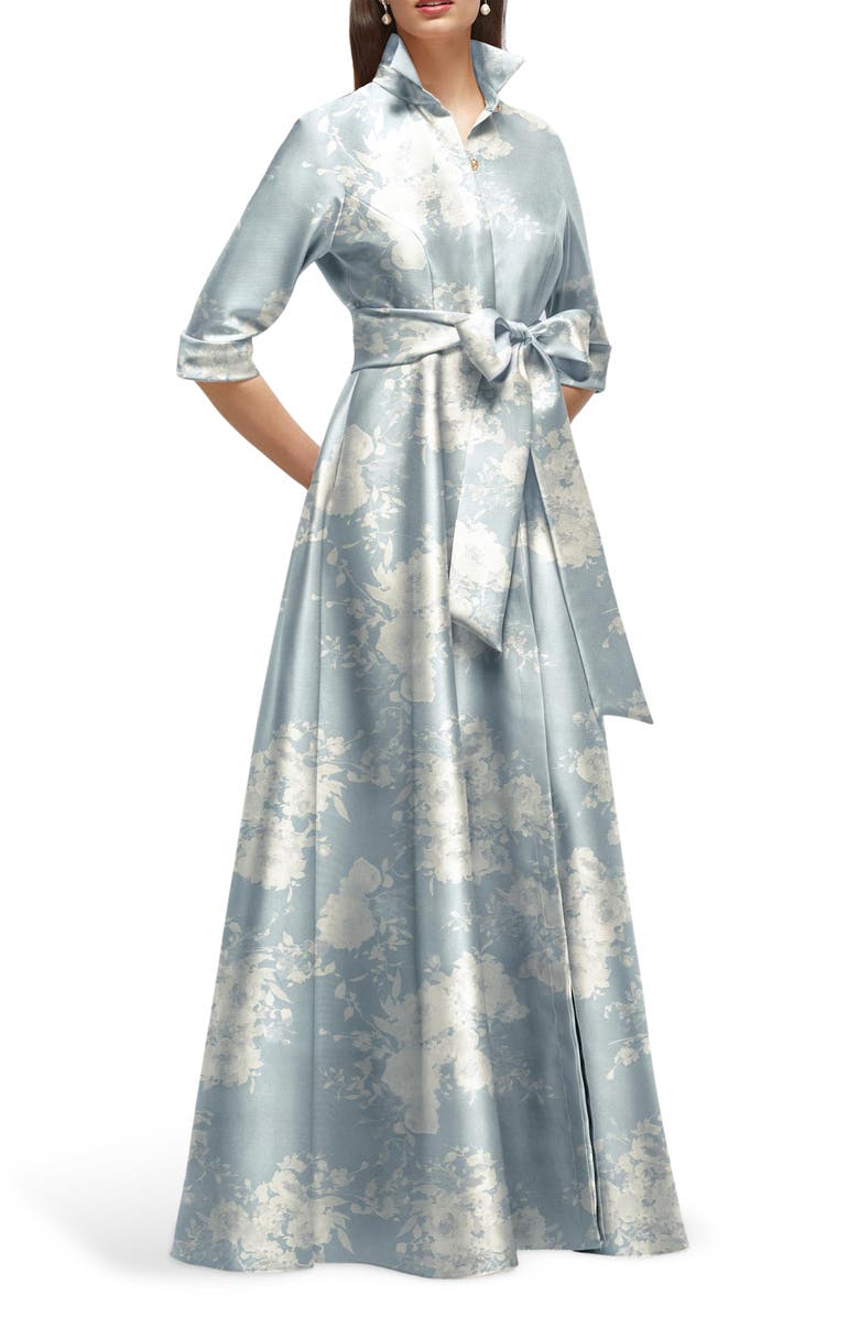 After Six Floral Satin Twill Ballgown, Main, color, Seraphina Floral