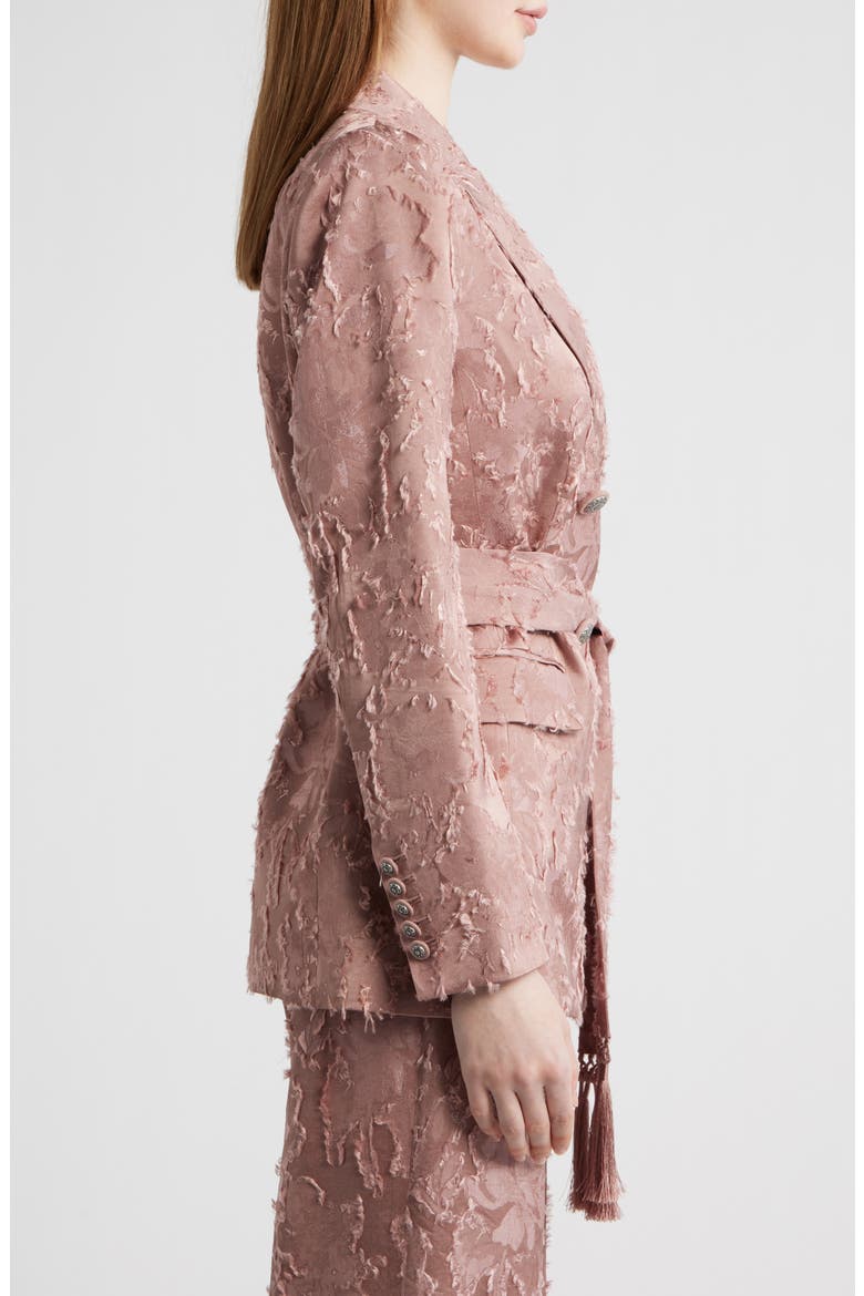 Nia Floral Jacquard Belted Jacket, Alternate, color, ASH ROSE