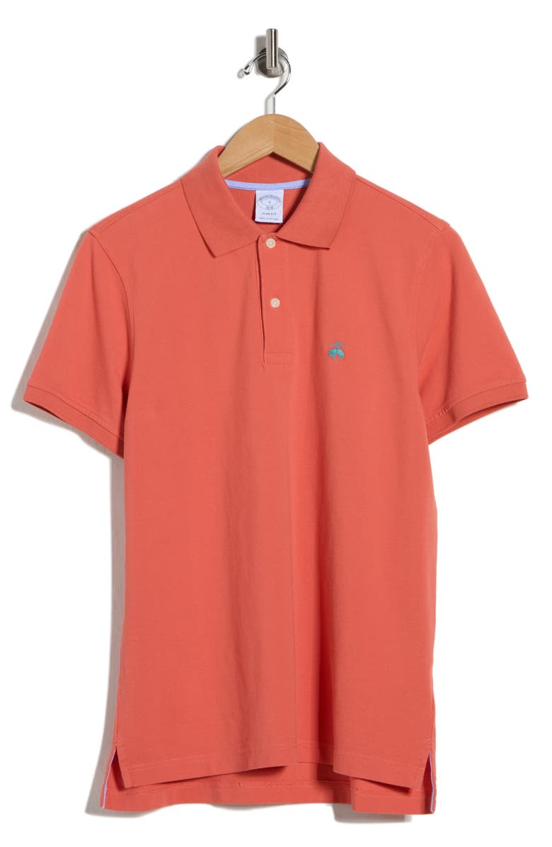 Brooks Brothers Solid Piqué Slim Fit Polo, Main, color, Medium Orange