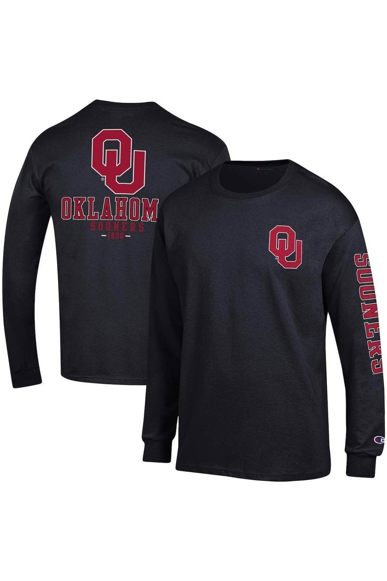 Men's Champion Black Oklahoma Sooners Team Stack Long Sleeve T-Shirt, Main, color, Black