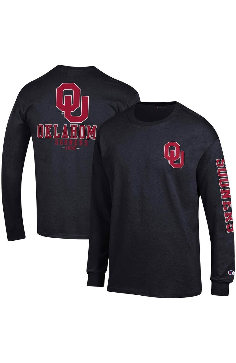 Champion Men's Champion Black Oklahoma Sooners Team Stack Long Sleeve T-Shirt, Main, color, 