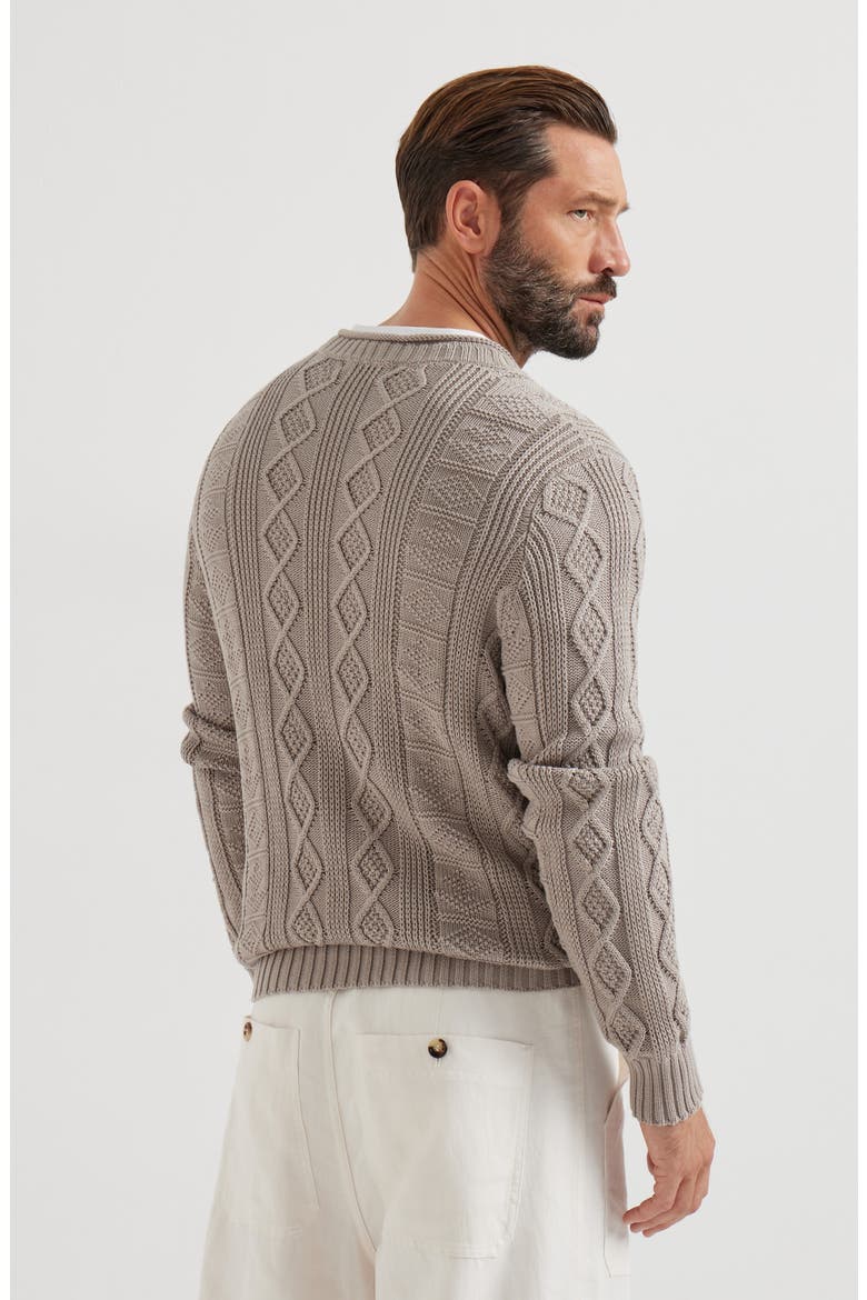 Fisherman's cable sweater, Alternate, color, Brown