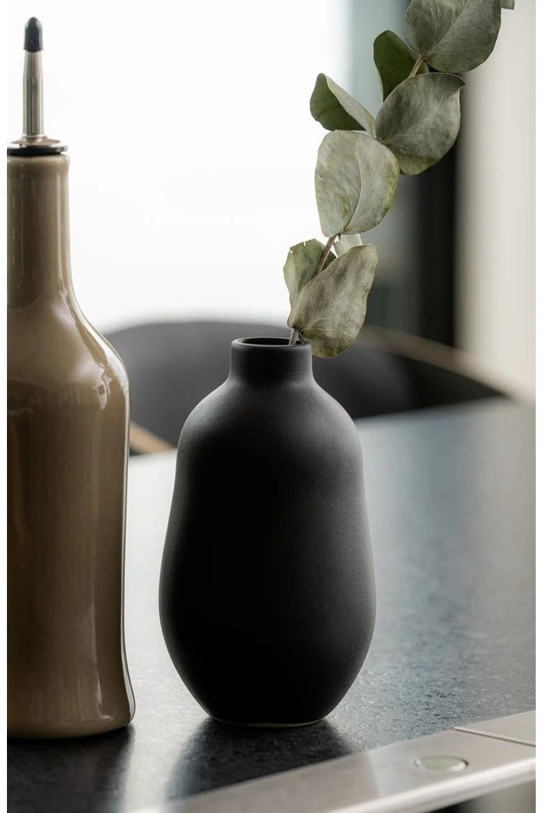 Stoneware Vase, Alternate, color, Black