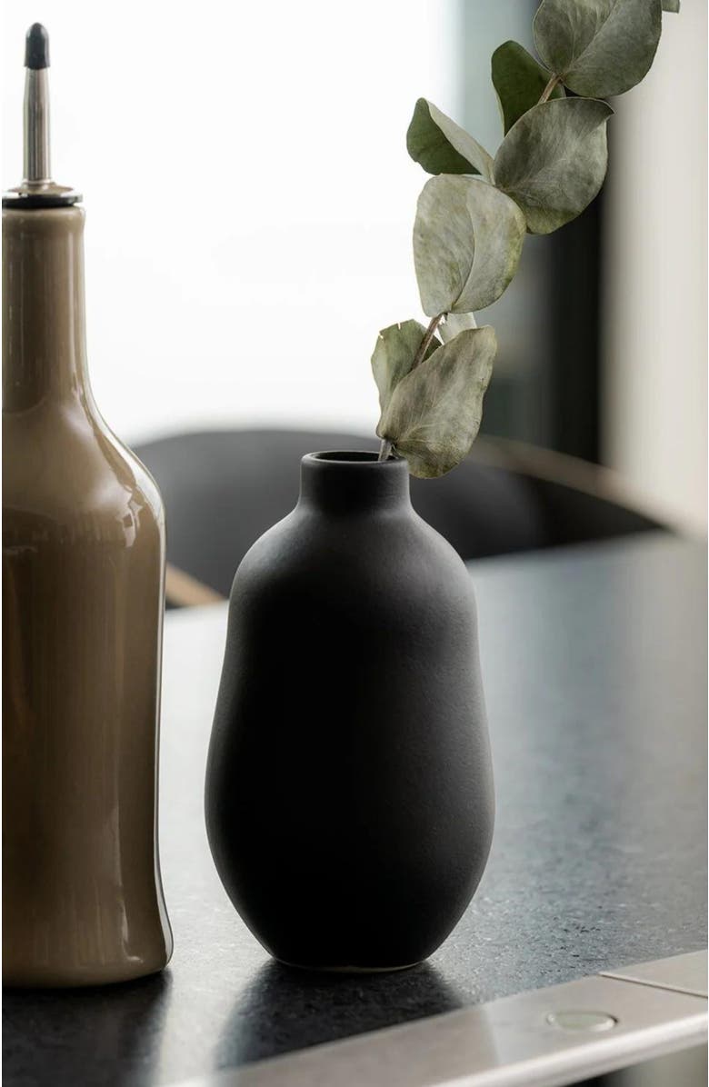 Gharyan Stoneware Stoneware Vase, Alternate, color, Black