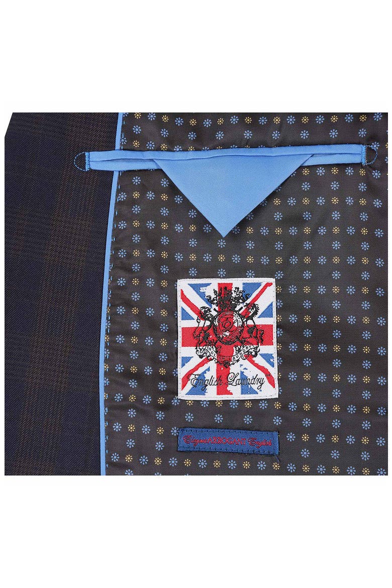 Plaid Two Button Peak Lapel Suit, Alternate, color, BLUE