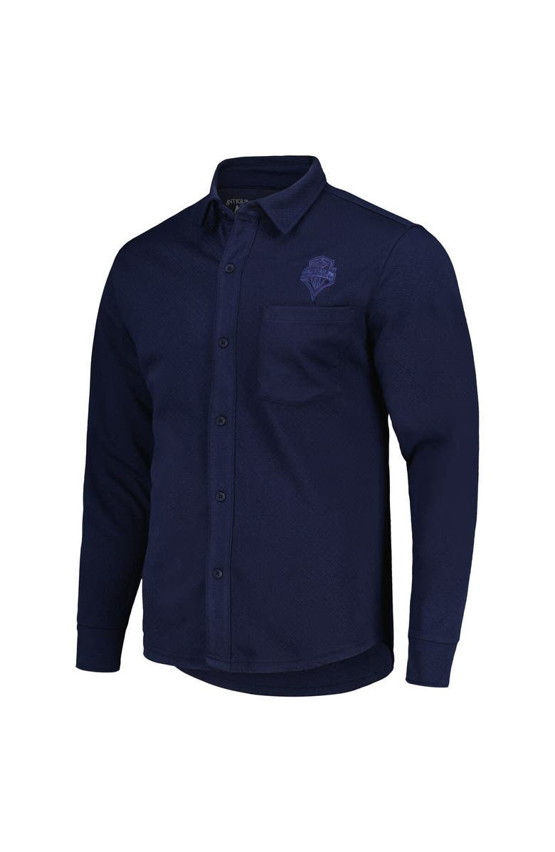 ANTIGUA Men's Antigua Navy Seattle Sounders FC Streamer Diamond Button-Up Shacket, Alternate, color, Navy