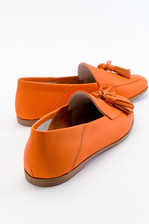 Forever & Always Shoes Mona Soft Leather Tassel Loafer In Orange Leather