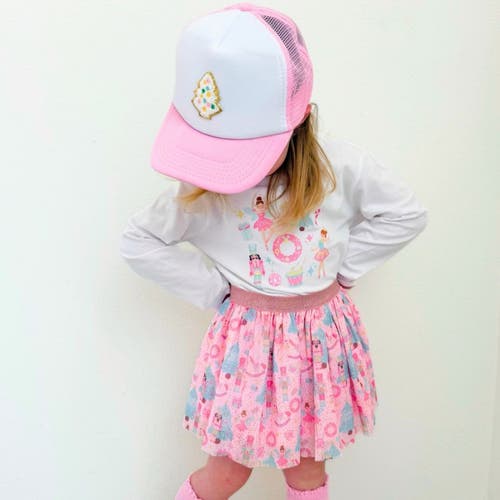 Sweet Wink Pastel Christmas Tree Patch Trucker Hat In Pink/white