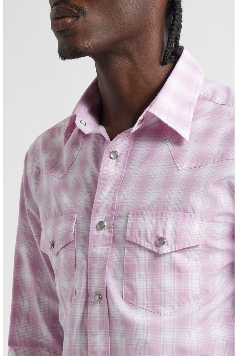 Slim Fit Check Western Shirt, Alternate, color, WHITE/ PINK