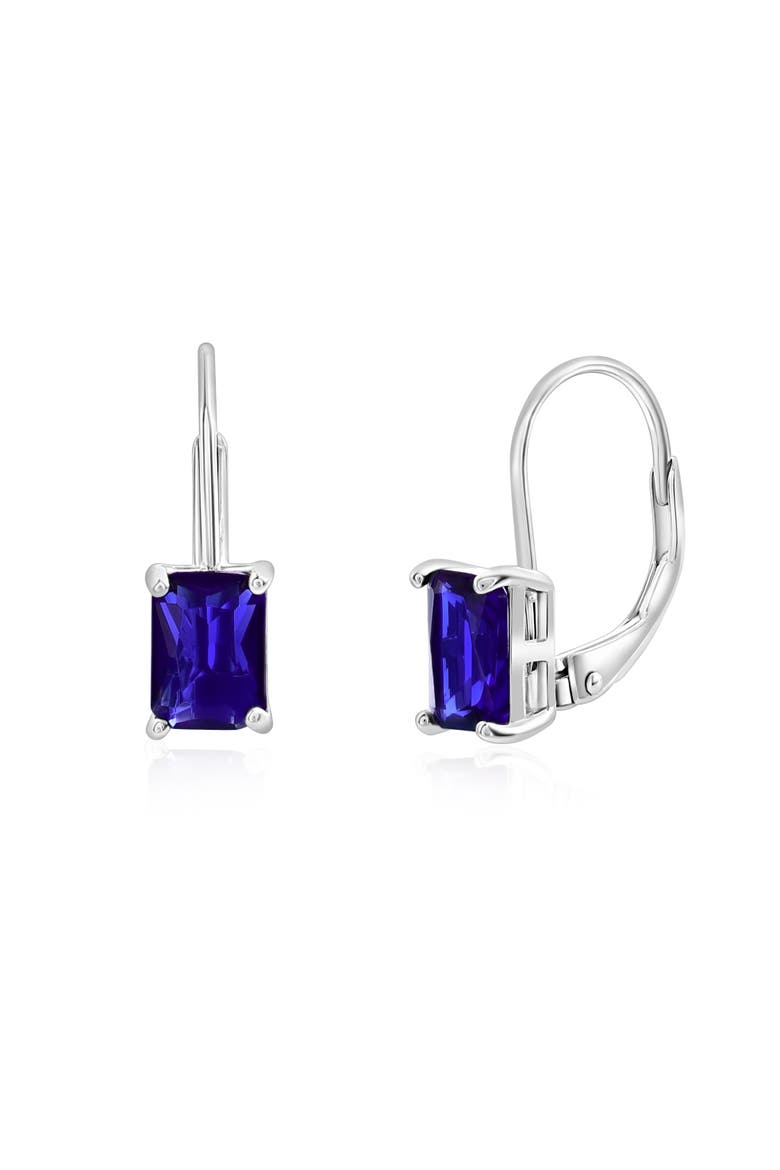 Sterling Silver Emerald Cut Lever-back Earrings, Main, color, Silver