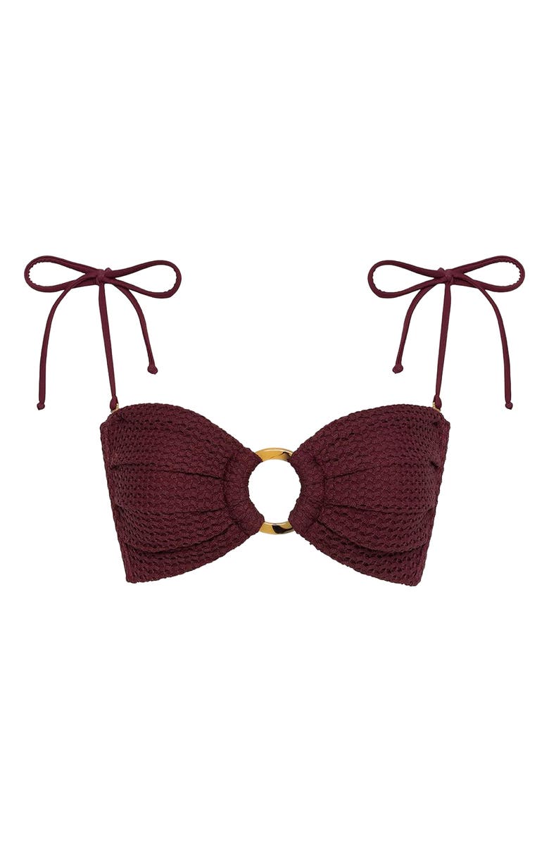 MONTCE Tori Ties Bandeau Bikini Top, Alternate, color, Maroon Crochet