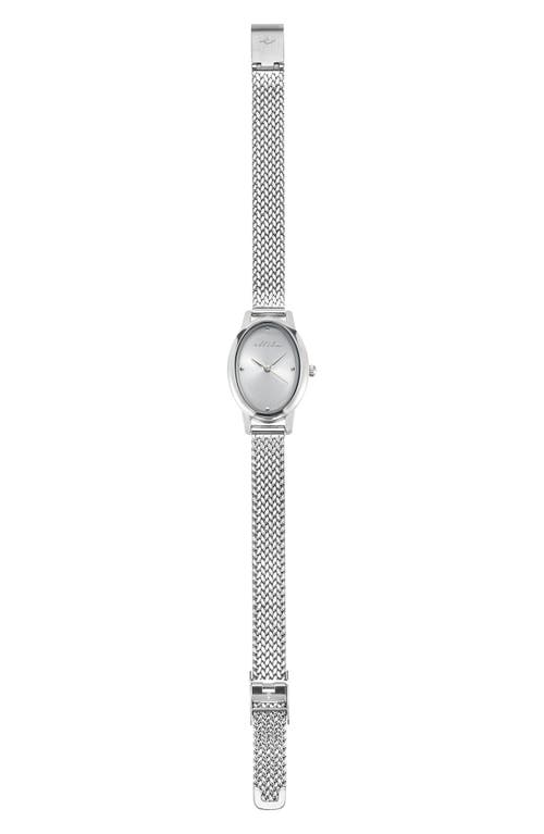 Ettika Oval Face Mesh Strap Watch In Silver