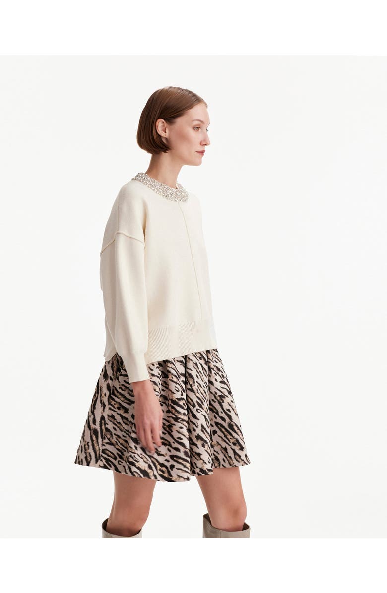 THEO The Label Tyche Jacquard Short Pleated Skirt, Alternate, color, 