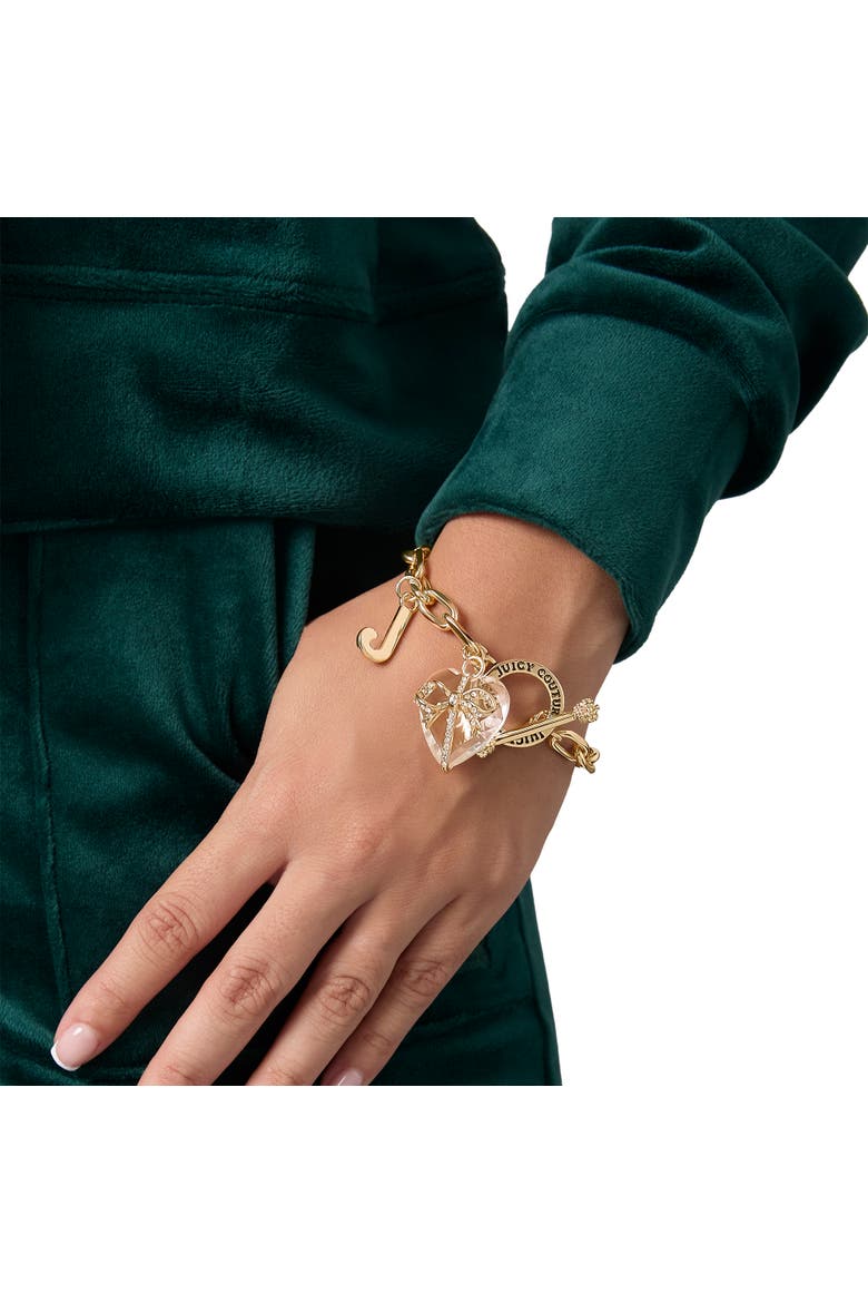 Heart Stone & J Charm Bracelet, Alternate, color, Clear