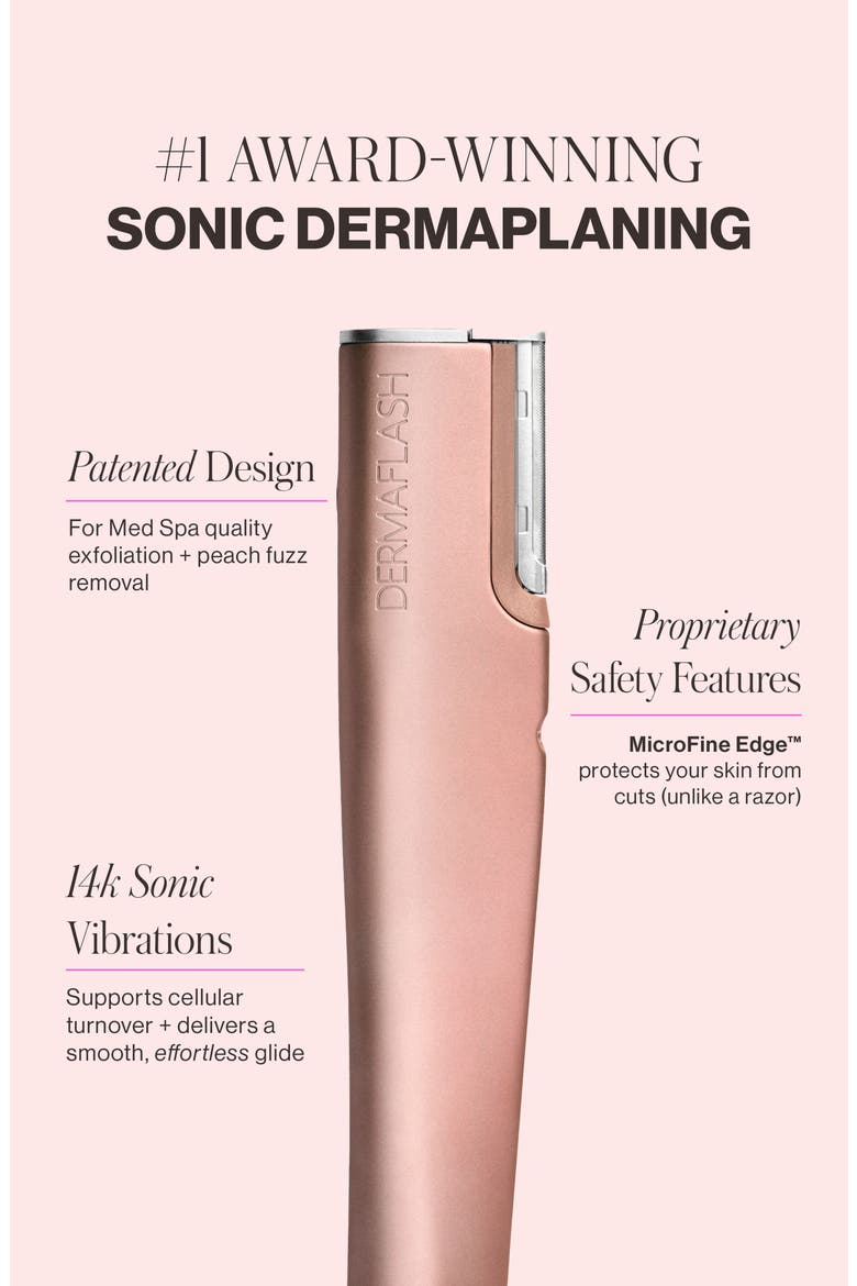 LUXE+ Advanced Sonic Dermaplaning & Peach Fuzz Removal Set $199 Value, Alternate, color, ROSE GOLD