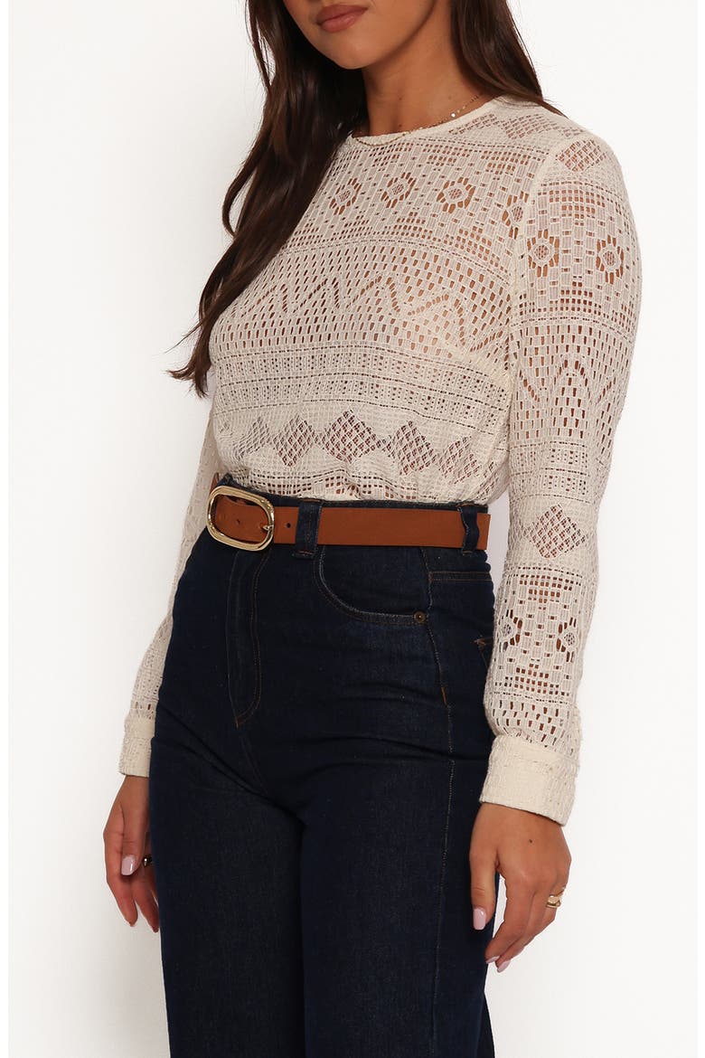 Maddot Mixed Lace Long Sleeve Top, Alternate, color, CREAM