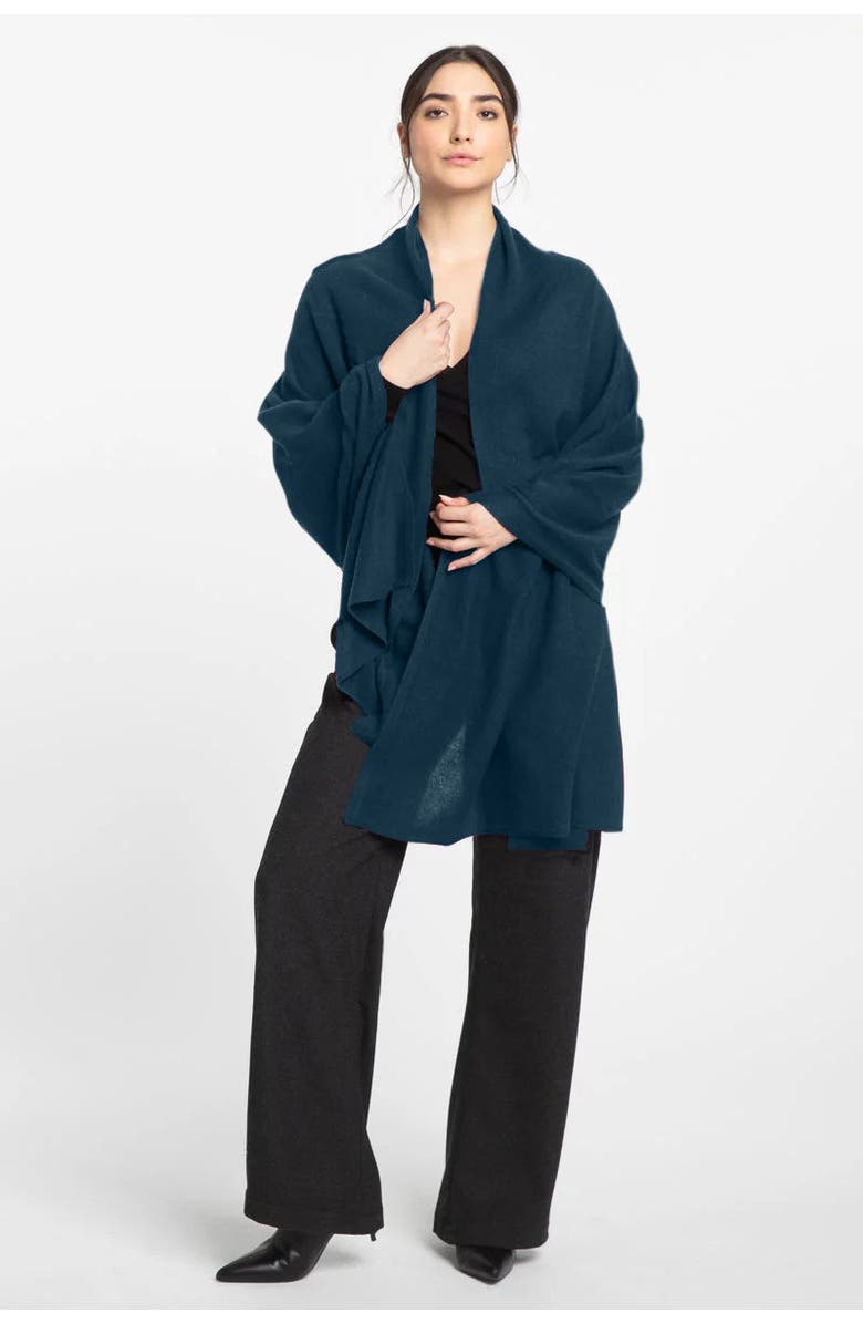 Kinross Cashmere Travel Wrap, Alternate, color, Seapine