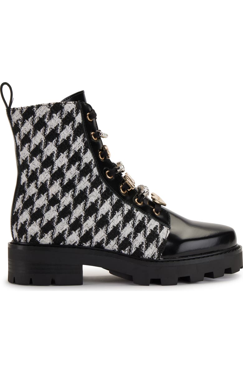 KARL LAGERFELD PARIS Mela Tweed Combat Boot, Alternate, color,