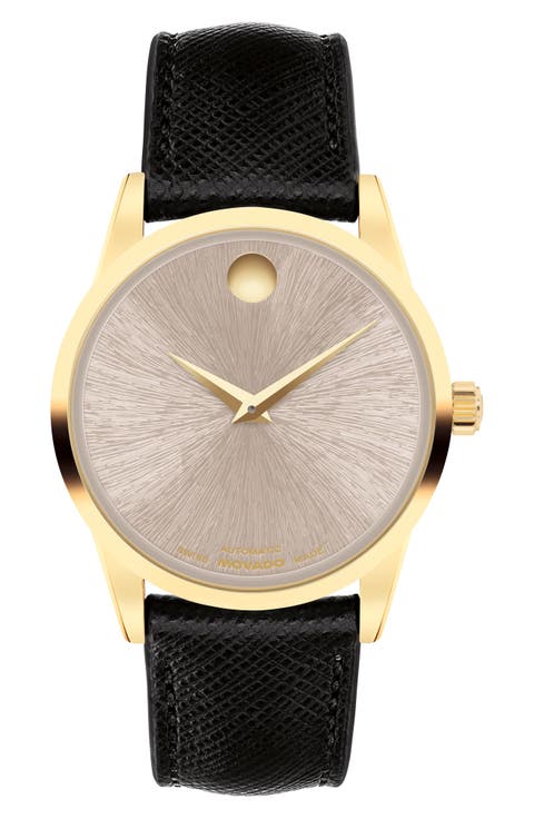 Museum Classic Automatic Leather Strap Watch, 33mm