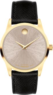 Movado Museum Classic Automatic Leather Strap Watch, 33mm