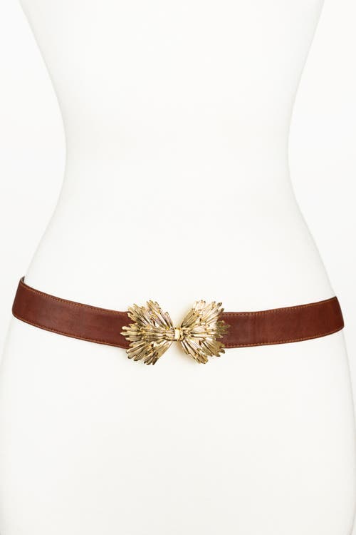 Raina Belts Starburst Buckle Leather Belt In Brown