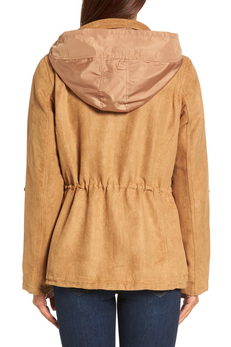 Faux Suede Utility Jacket, Alternate, color, CAMEL