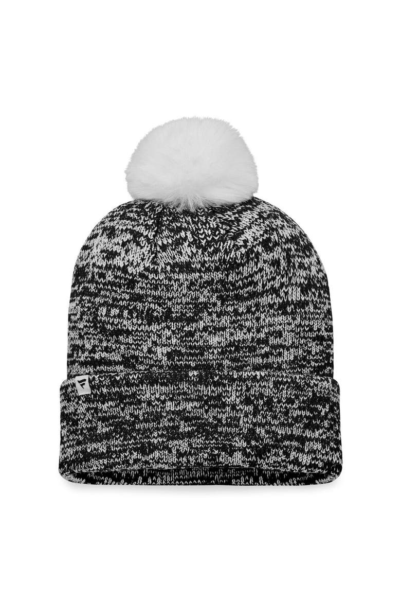 Women's Fanatics Branded Black Anaheim Ducks Glimmer Cuffed Knit Hat with Pom, Alternate, color, Black