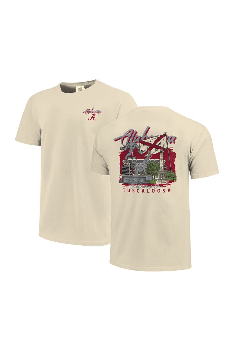 Men's Image One  Natural Alabama Crimson Tide Comfort Colors Hand-Drawn Campus Stack T-Shirt, Main, color, Natural