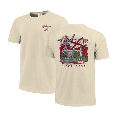 Men's Image One  Natural Alabama Crimson Tide Comfort Colors Hand-Drawn Campus Stack T-Shirt