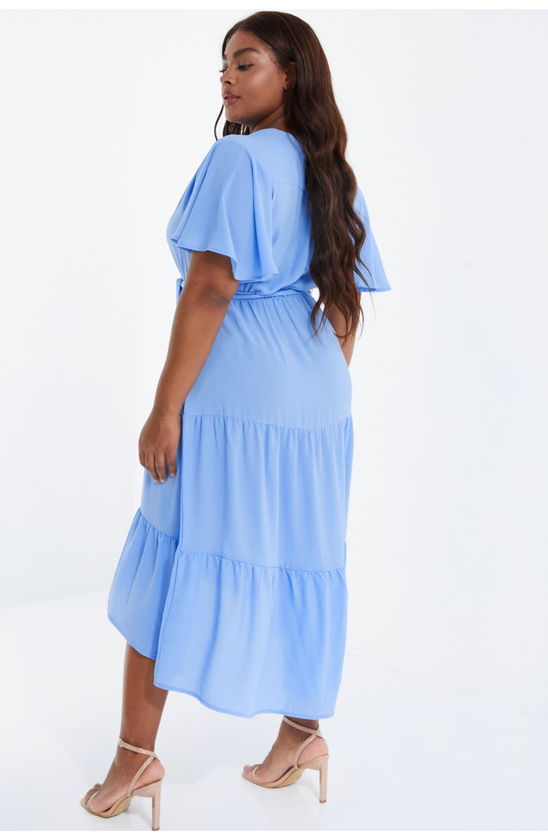 QUIZ Crepe Tiered Wrap Dip Hem Dress, Alternate, color,