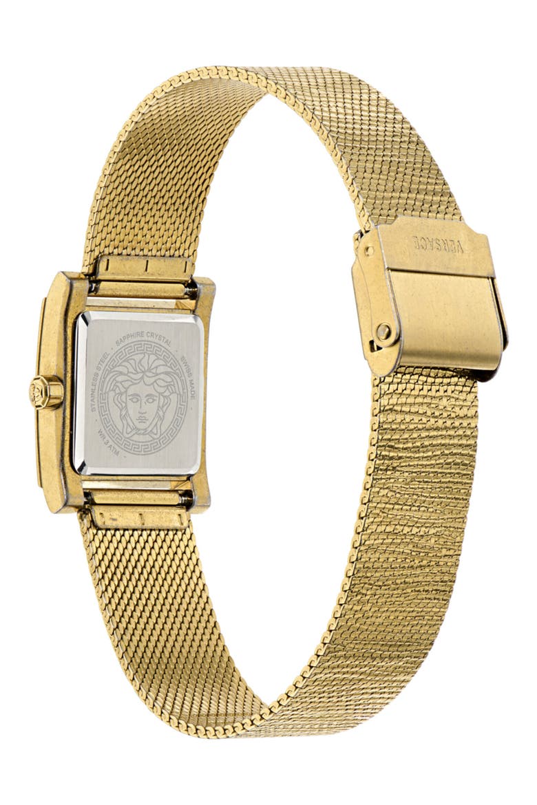 Reveal Square Goldtone Mesh Strap Watch, 22mm, Alternate, color, IP YELLOW GOLD