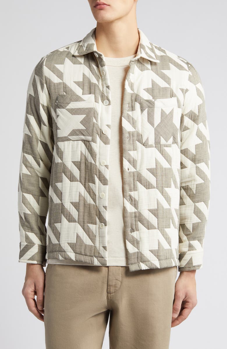 Wax London Whiting Houndstooth Cotton Blend Shirt Jacket, Main, color, 